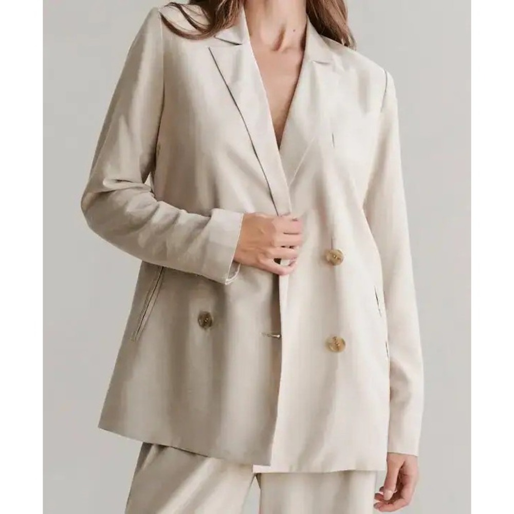 Jenni Kayne Jones Blazer Beige Size 8 Double Breasted NWT Minimalist Jacket